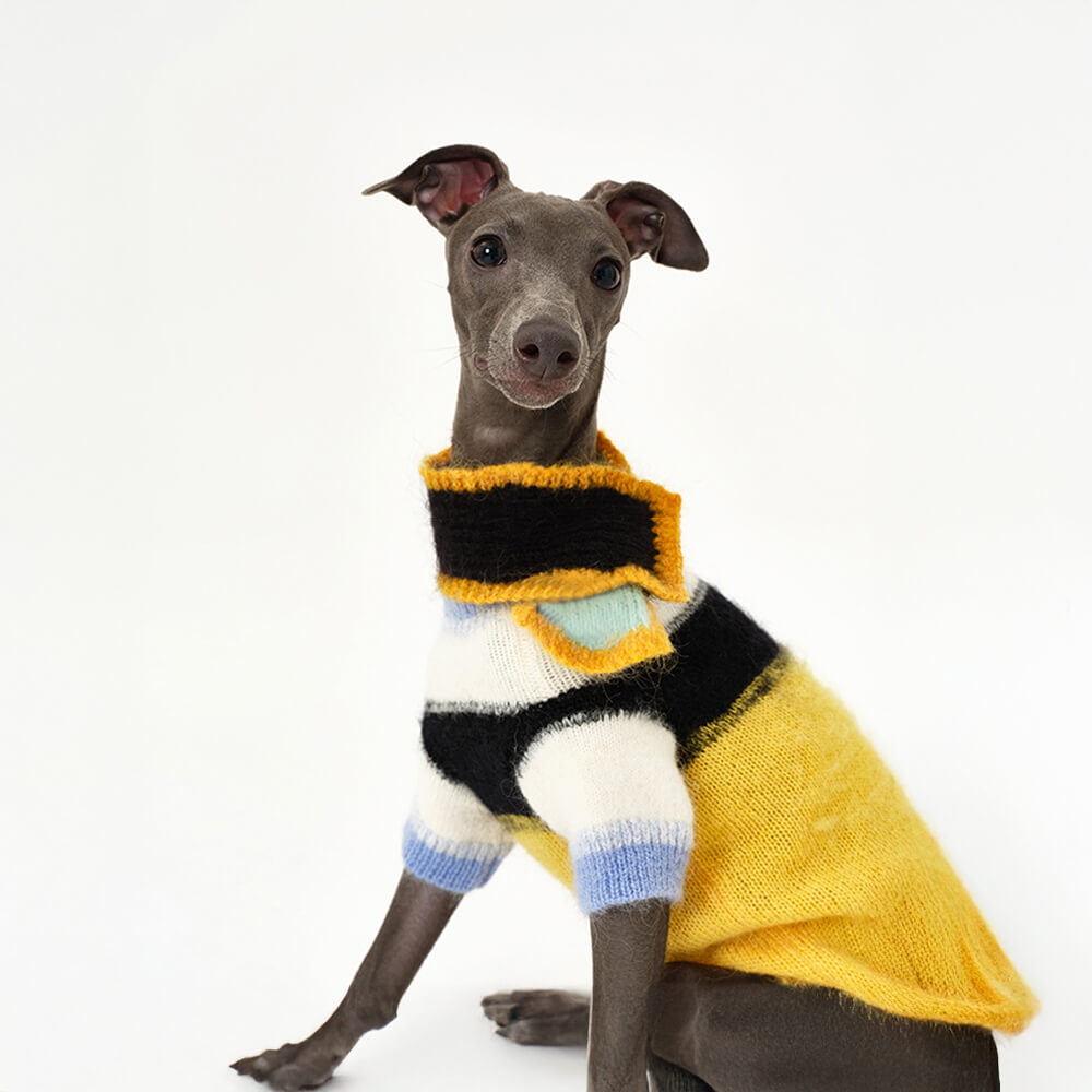 Colorful Soft Mohair Warm Knitted Dog Scarf