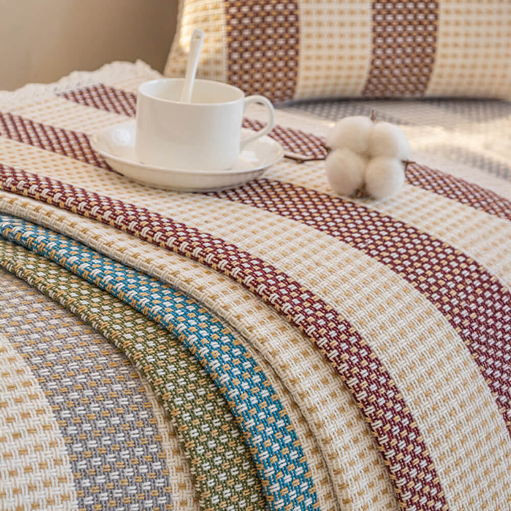 Stripe de lino de algodón Anti-scratch muebles protector de sofá cubierta del sofá