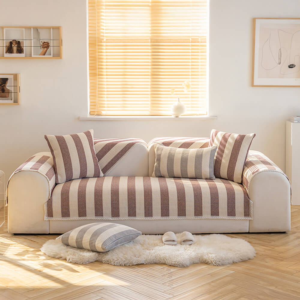 Stripe de lino de algodón Anti-scratch muebles protector de sofá cubierta del sofá