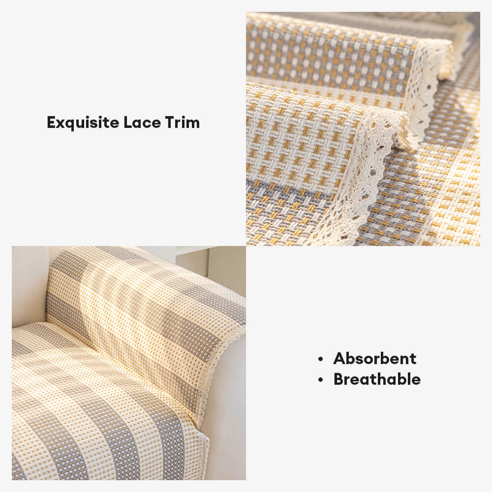 Stripe de lino de algodón Anti-scratch muebles protector de sofá cubierta del sofá