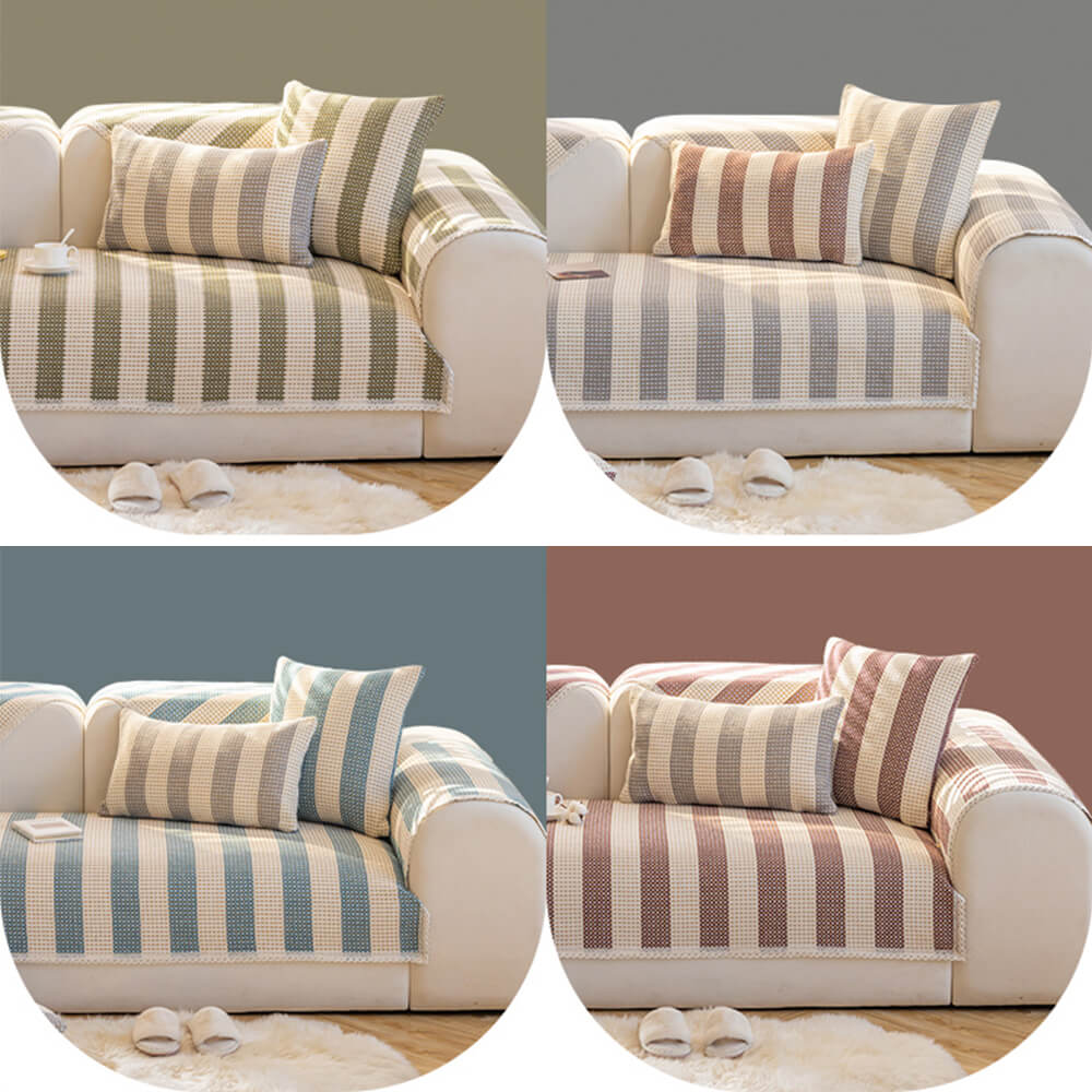 Stripe de lino de algodón Anti-scratch muebles protector de sofá cubierta del sofá
