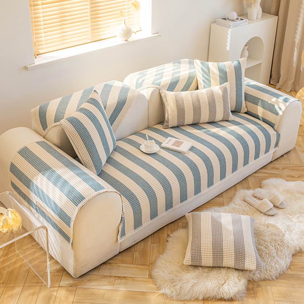 Stripe de lino de algodón Anti-scratch muebles protector de sofá cubierta del sofá