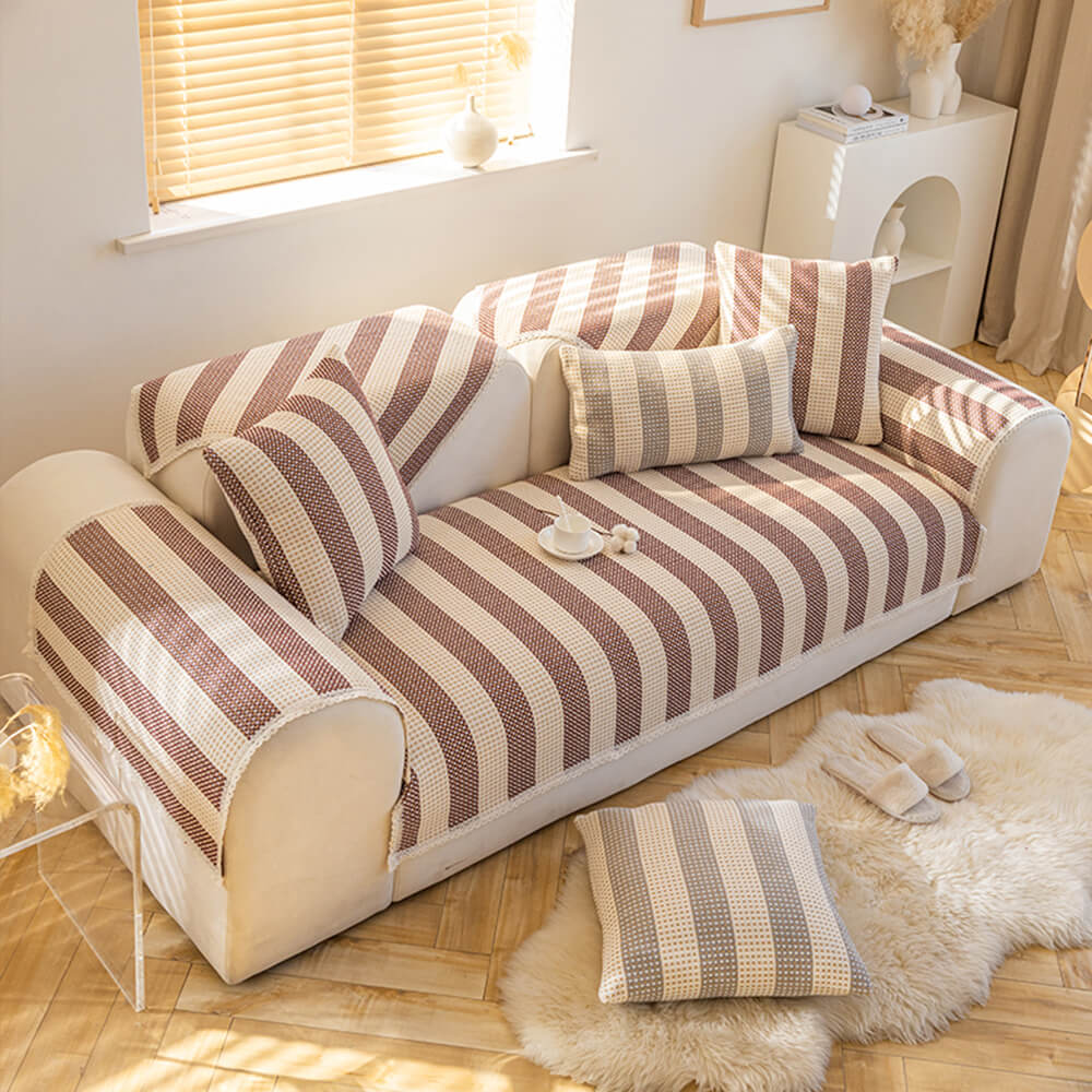 Stripe de lino de algodón Anti-scratch muebles protector de sofá cubierta del sofá