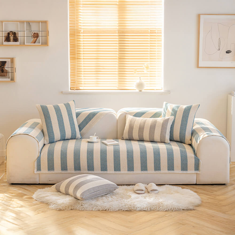 Stripe de lino de algodón Anti-scratch muebles protector de sofá cubierta del sofá