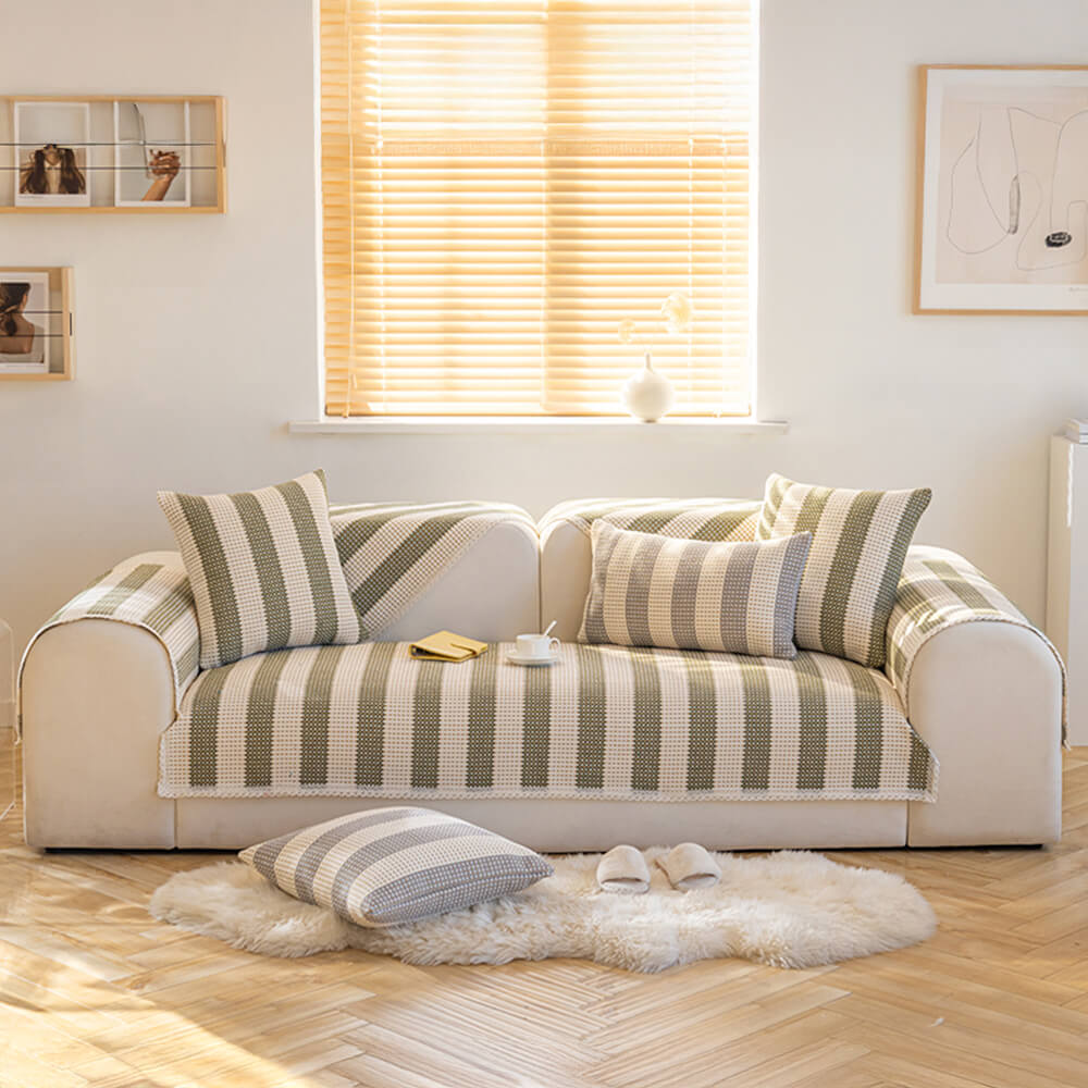 Stripe de lino de algodón Anti-scratch muebles protector de sofá cubierta del sofá