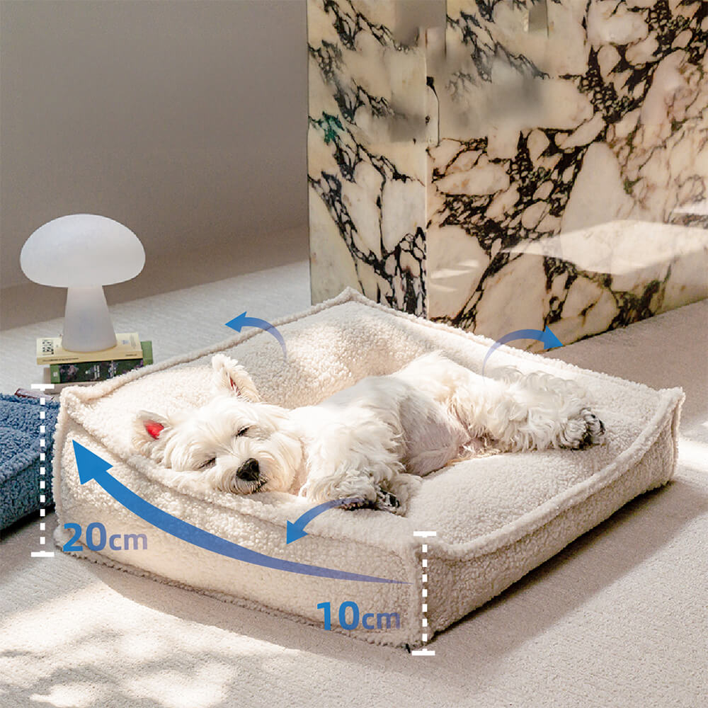 Lit imperméable pour chien et chat en tissu Teddy orthopédique à soutien incurvé