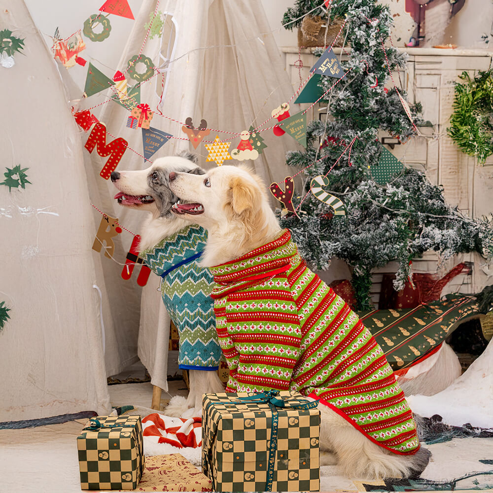 Pull pour chien en tricot motif Père Noël et renne de Noël festif