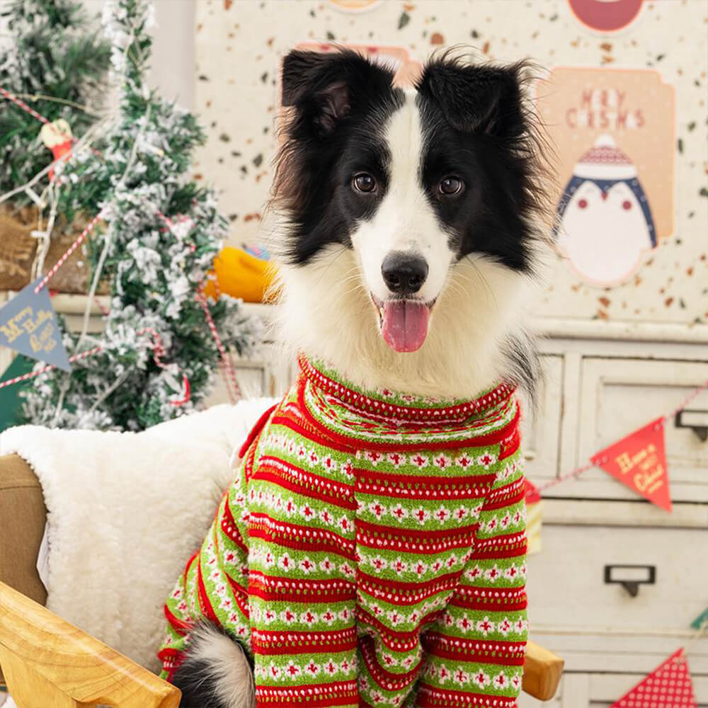 Pull pour chien en tricot motif Père Noël et renne de Noël festif