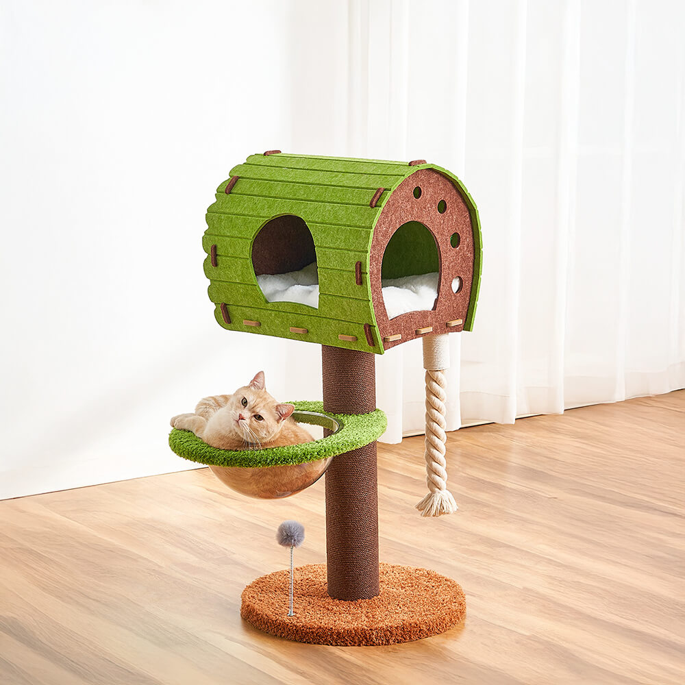 Forest Cabin Creative Space-Saving Felt Cat Tree with Scratching Post