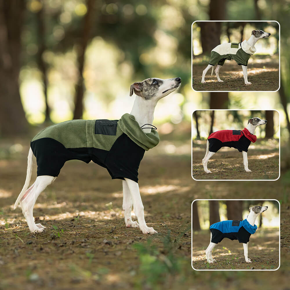 Four-Legged Warm Polar Fleece Dog Coat with Detachable Turtleneck