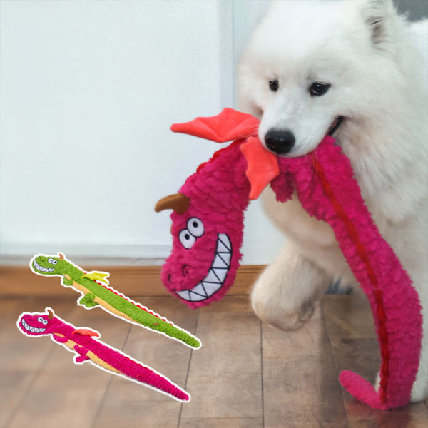 Juguete de tirón de dragón de arrugado interactivo para perros - juguete para perros de masticación y tirón