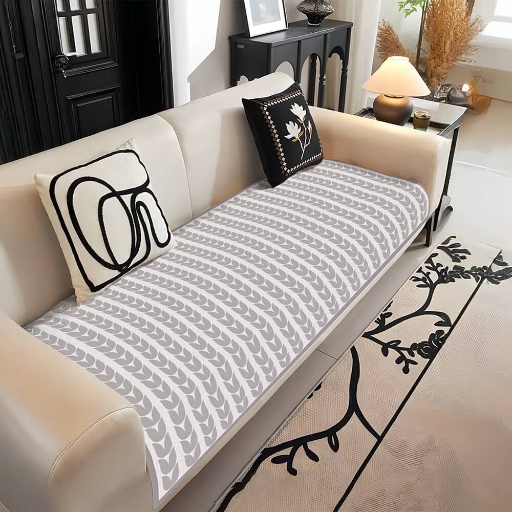 Modern Ice Silk Wheat Pattern Breathable Anti-Slip Couch Cover