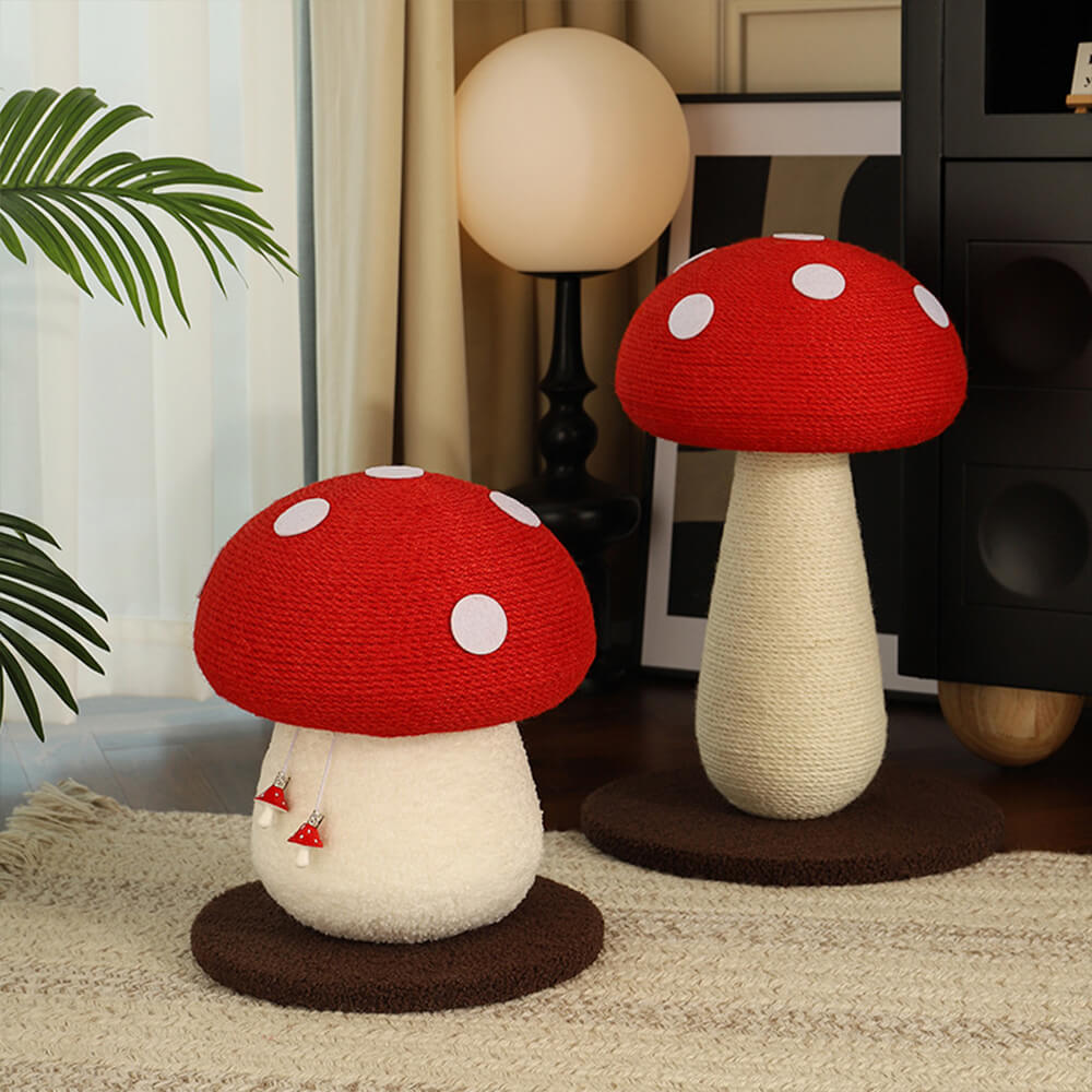 Mushroom-Shaped Natural Sisal Scratching Post for Large Cats