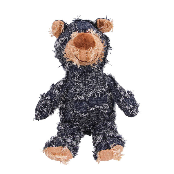 Denim rústico peluche duradero masticable chirry dog ​​juguete oso