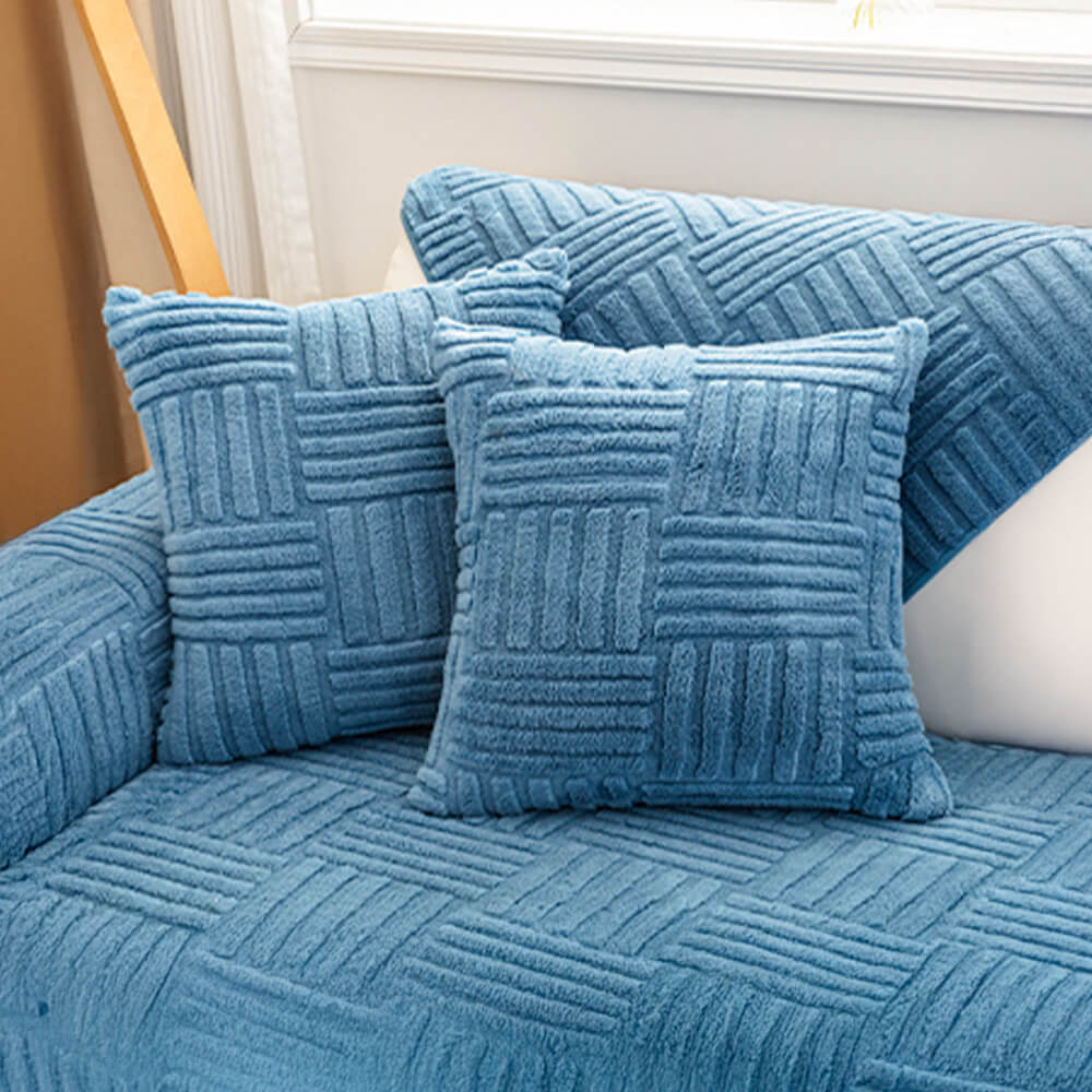 Striped Textured Plush Non-slip Couch Cover