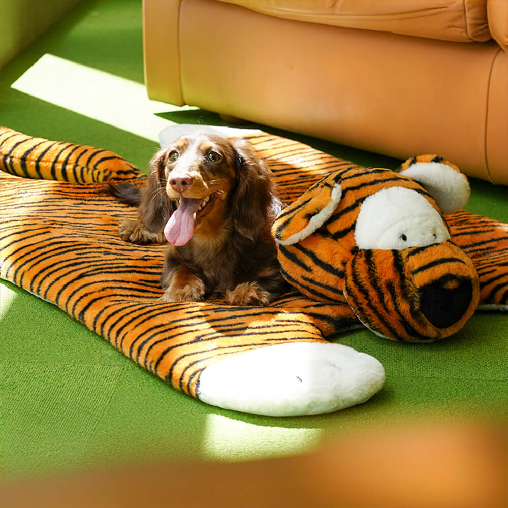 Tapis de couchage chaud pour chien et chat en forme de rayures de tigre