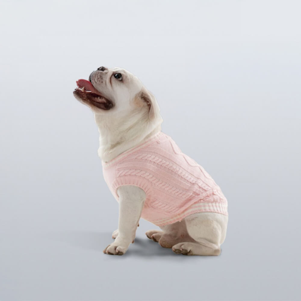 Pull chaud et extensible pour chien et chat, col en V, tricot Argyle, tendance