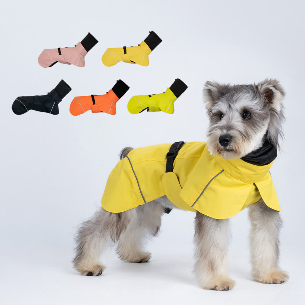 Poncho imperméable léger et réfléchissant à col roulé pour chien, imperméable et réglable