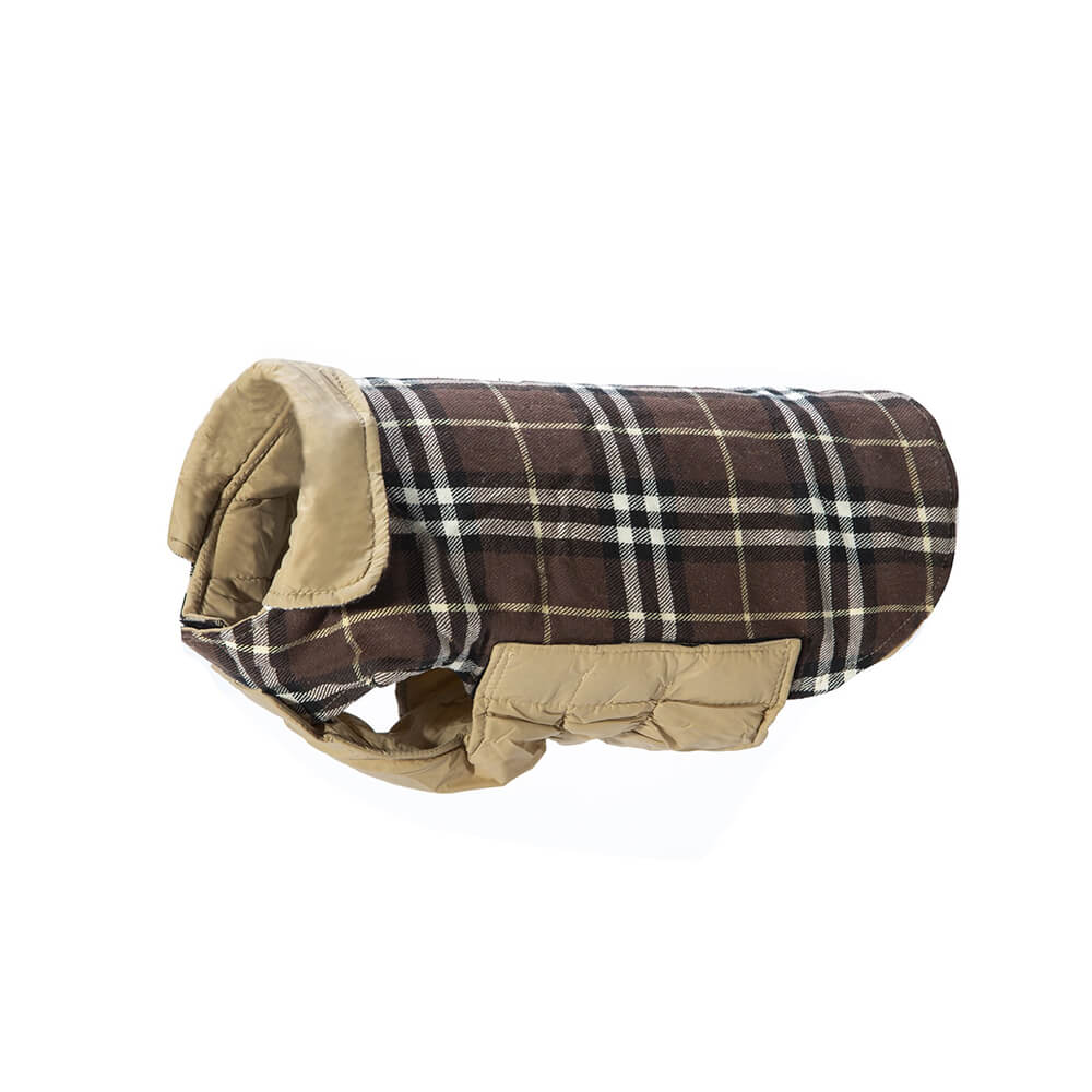 Veste pour chien à col roulé à carreaux ultra-chaud avec velcro doux pour la peau