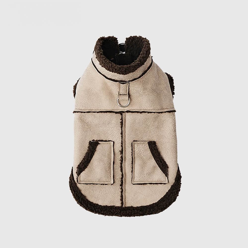 veste de gilet pour chien doublée de peau de mouton synthétique vintage confortable