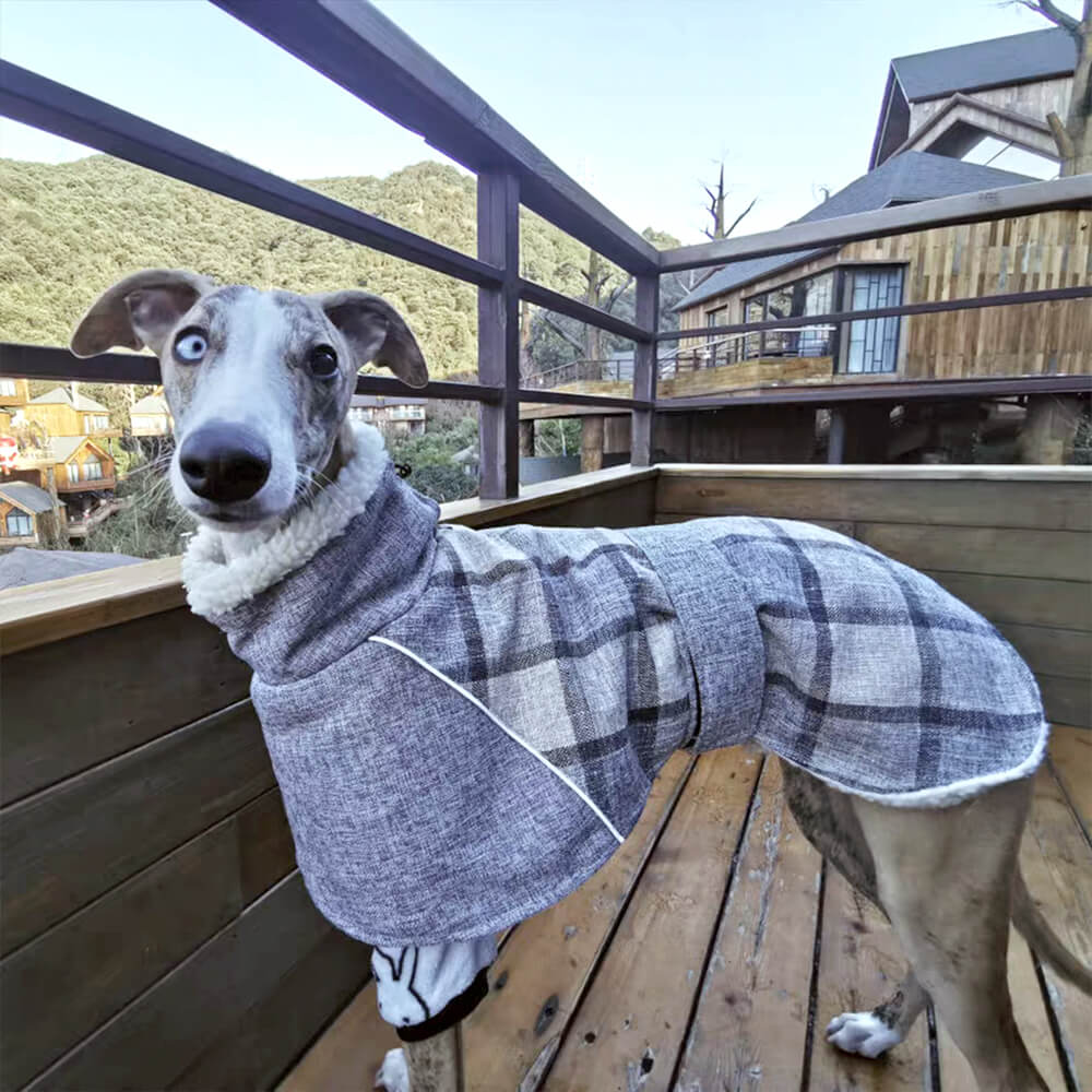 Warm Fleece Plaid Adjustable Turtleneck Dog Jacket