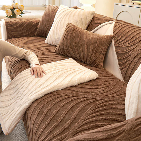 Cubierta de sofá sin deslizamiento con textura con textura de ondas