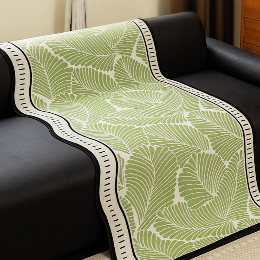 Banana Leaf Pattern Non-Slip Chenille Straight Couch Cover