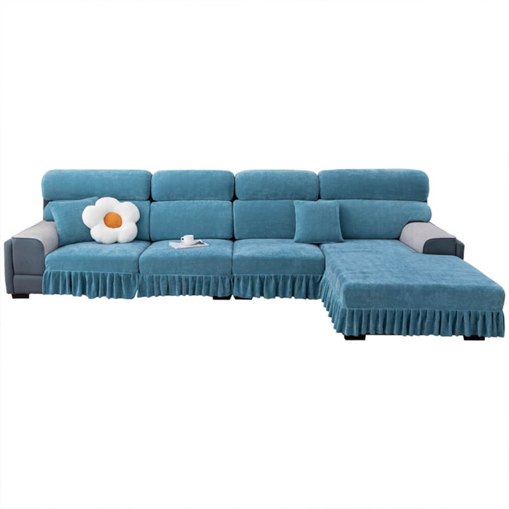 Chenille Jacquard All-Season Ruffled Skirt Elastic Fit Magic Couch Cover