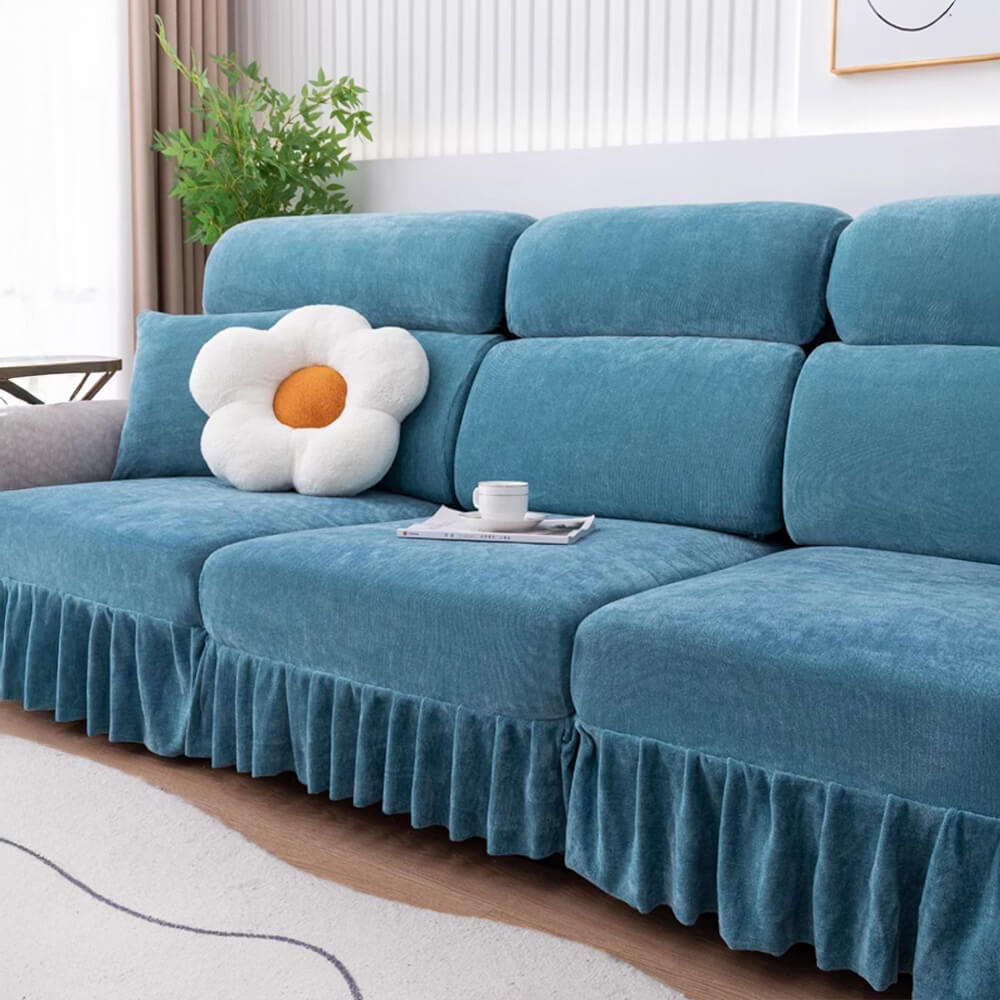 Chenille Jacquard All-Season Ruffled Skirt Elastic Fit Magic Couch Cover