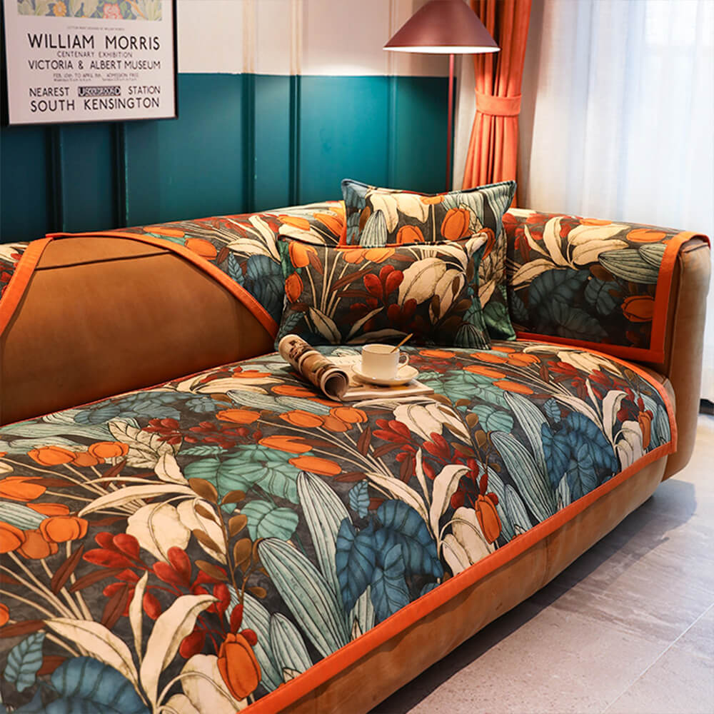 Floral Chenille All-seasons Non-Slip Home Decoration Couch Cover