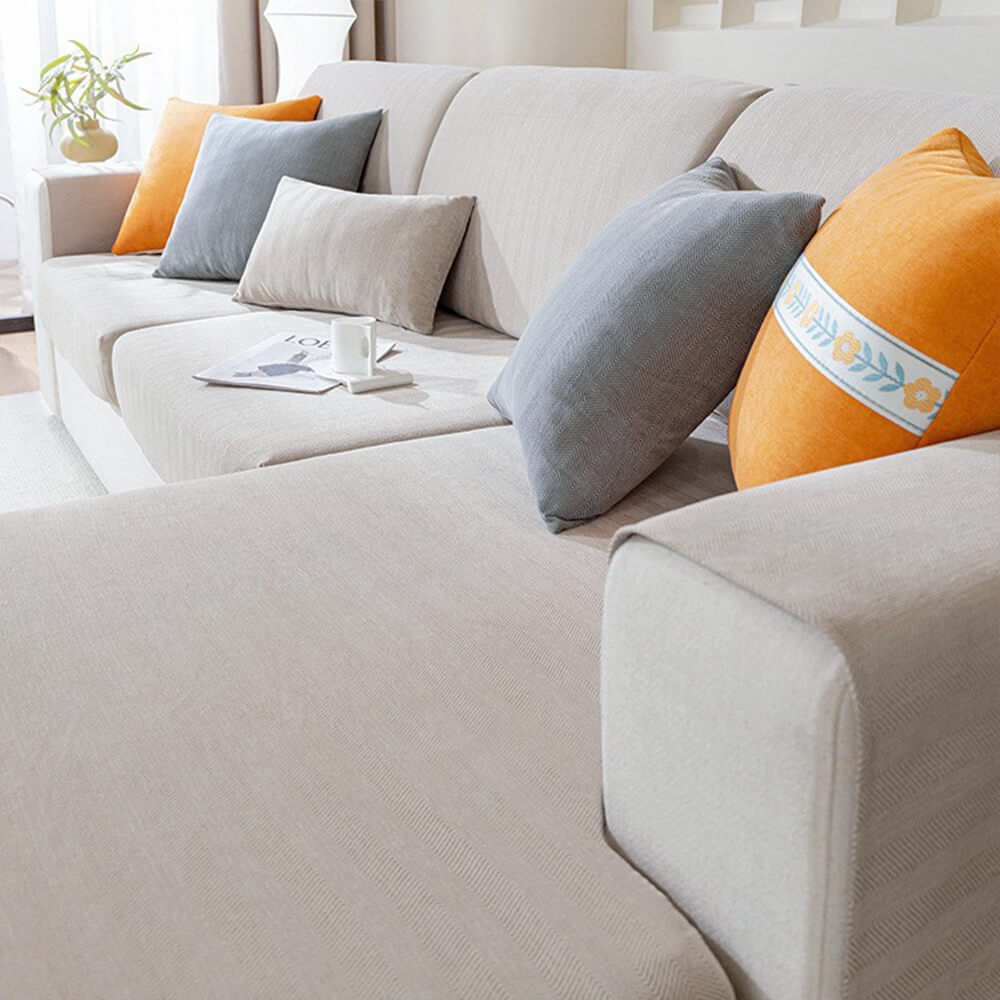 Herringbone Chenille Elastic Full Coverage Anti-Slip Magic Couch Cover