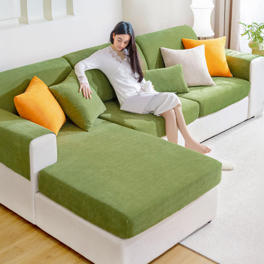 Herringbone Chenille Elastic Full Coverage Anti-Slip Magic Couch Cover