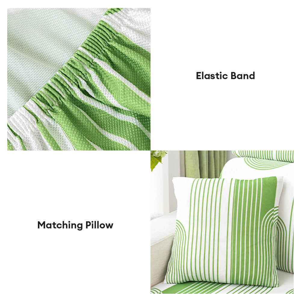 Linear Pattern Cooling Ice Silk Stretch Magic Couch Cover
