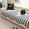 Modern Chevron Stripes Chenille Couch Cover with Wavy Edges