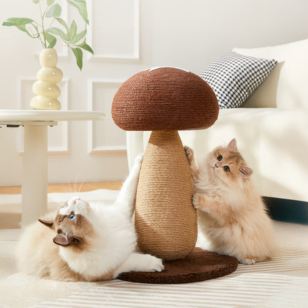 Mushroom-Shaped Natural Sisal Scratching Post for Large Cats