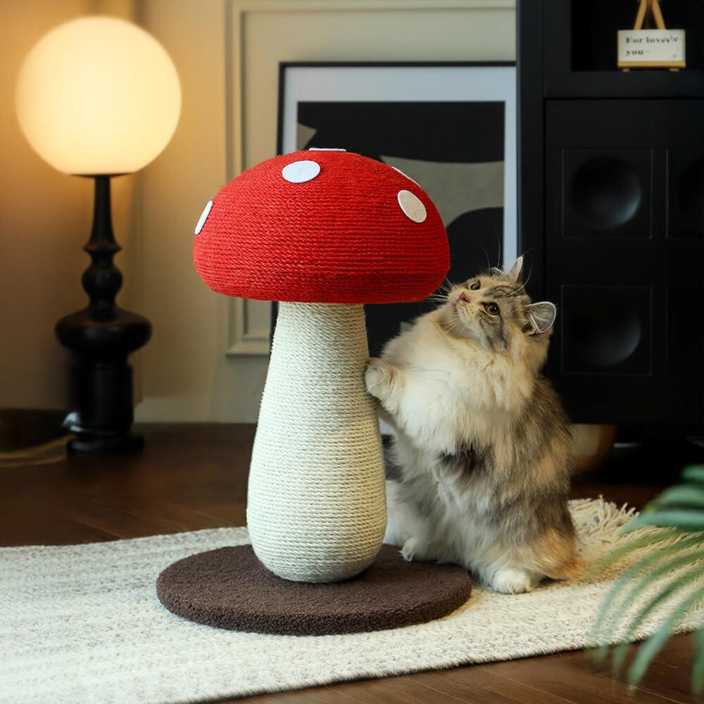 Mushroom-Shaped Natural Sisal Scratching Post for Large Cats