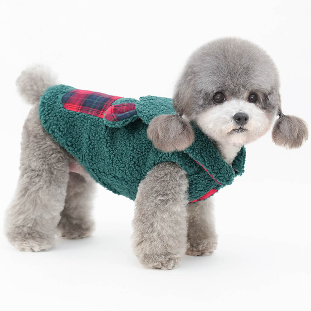 Gilet pour chien Sherpa à bordure écossaise – Confortable, mignon et parfait pour l'hiver