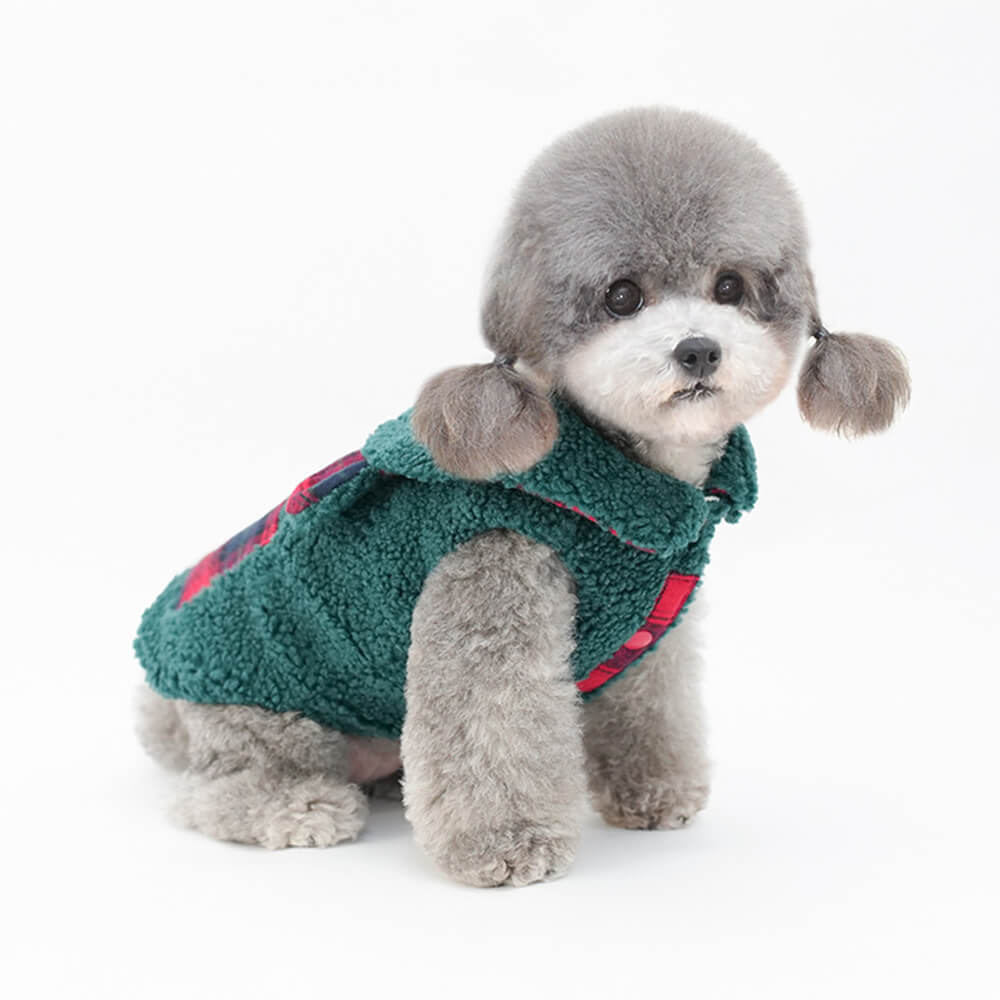 Gilet pour chien Sherpa à bordure écossaise – Confortable, mignon et parfait pour l'hiver