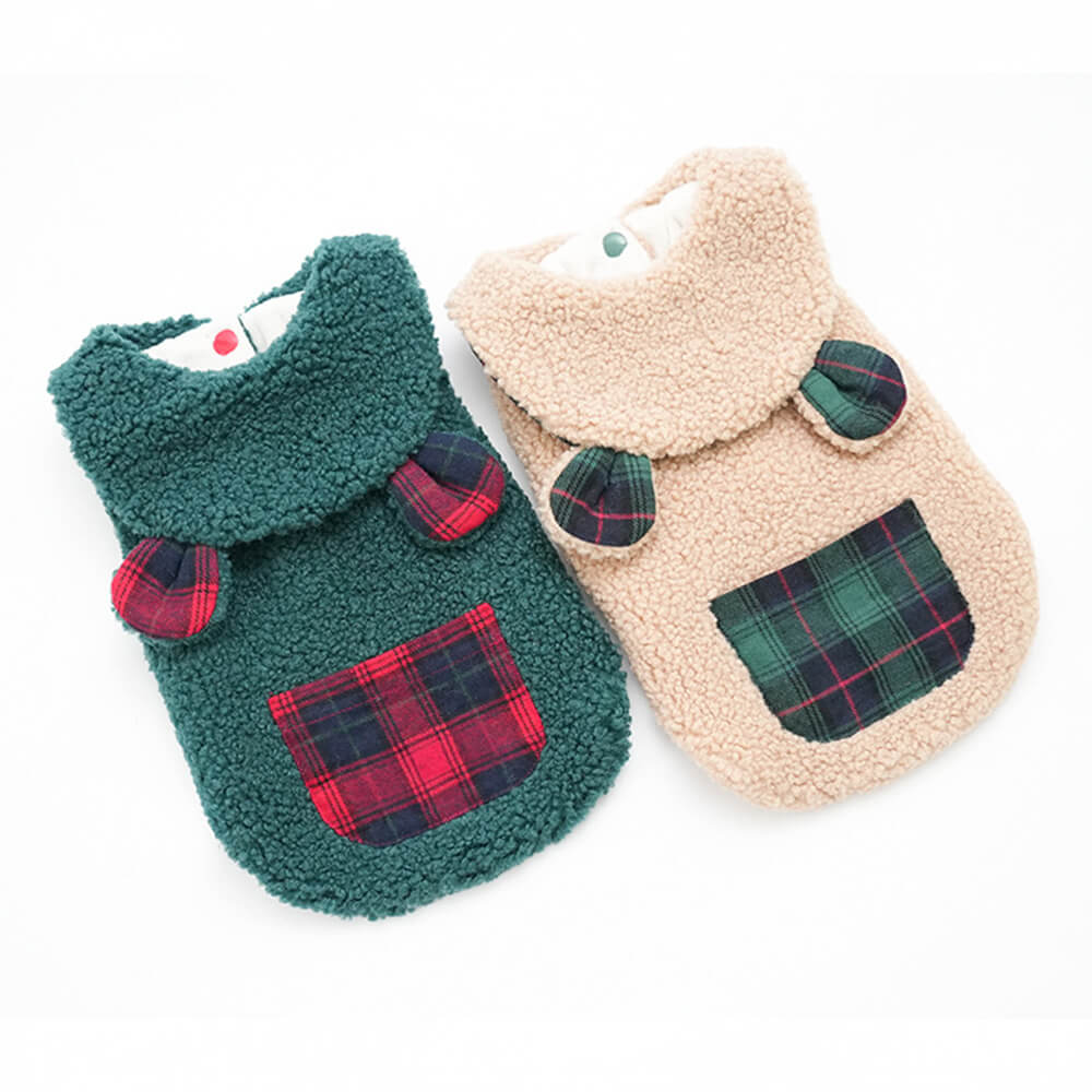 Gilet pour chien Sherpa à bordure écossaise – Confortable, mignon et parfait pour l'hiver