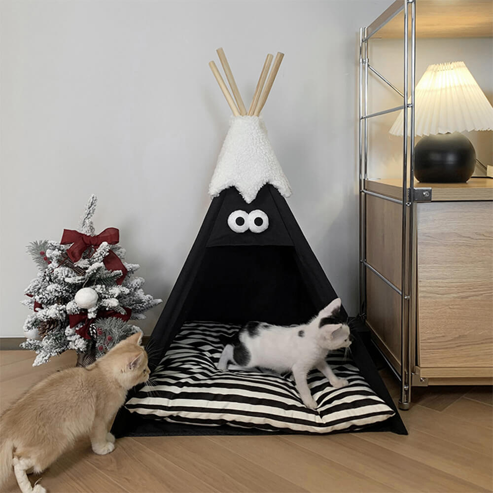 Cute and Funny Striped Semi Enclosed Dog & Cat Tent