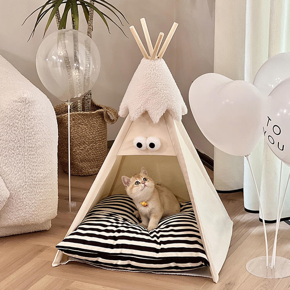 Cute and Funny Striped Semi Enclosed Dog & Cat Tent