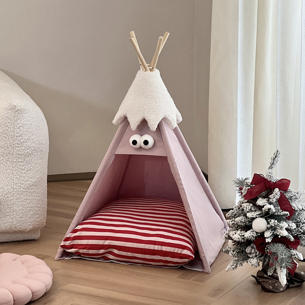 Cute and Funny Striped Semi Enclosed Dog & Cat Tent