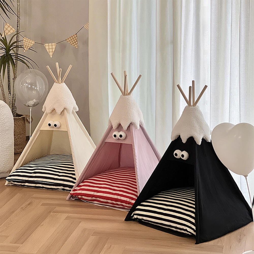 Cute and Funny Striped Semi Enclosed Dog & Cat Tent