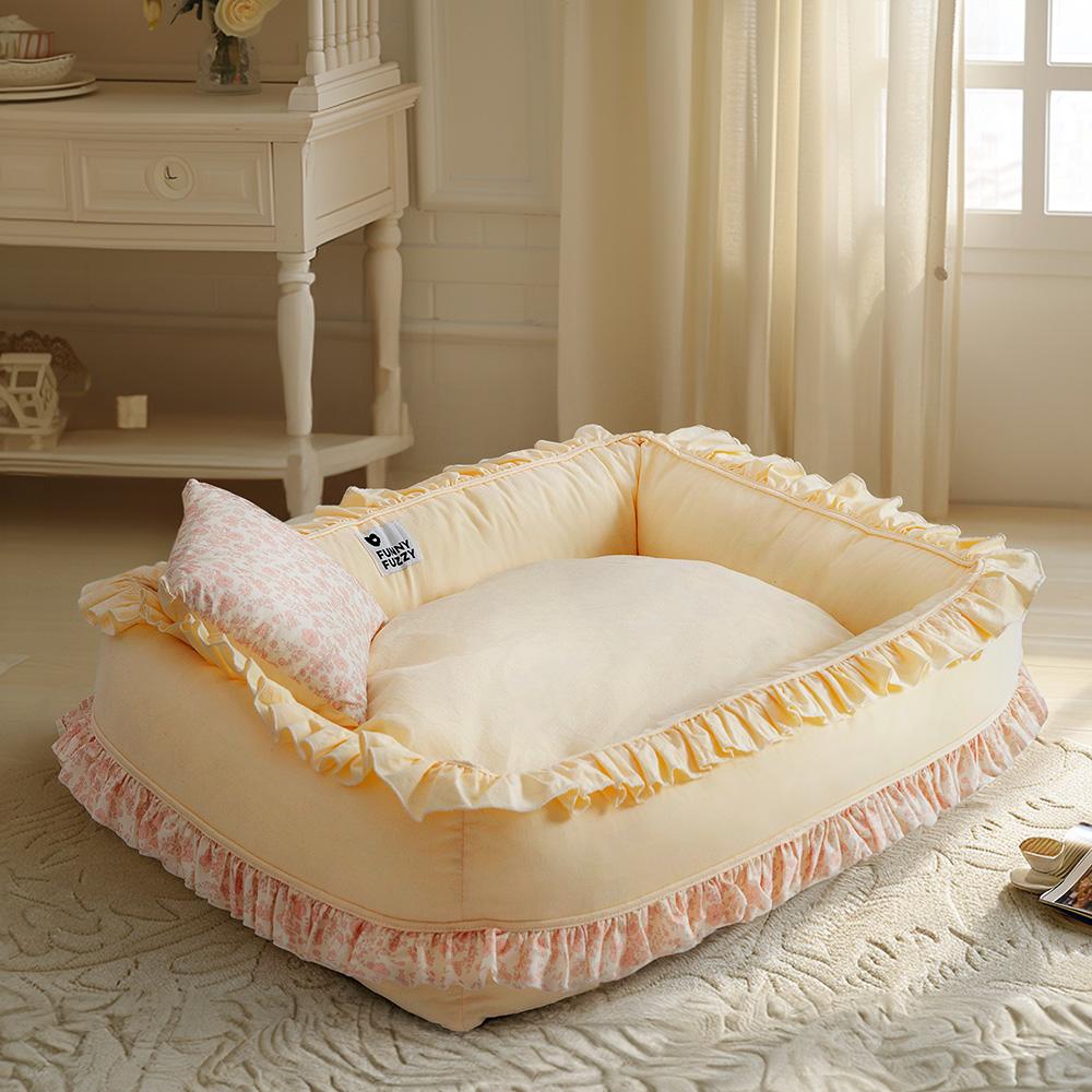 Floral Orthopedic Dog Bed Calming Pet Bed with Pillow