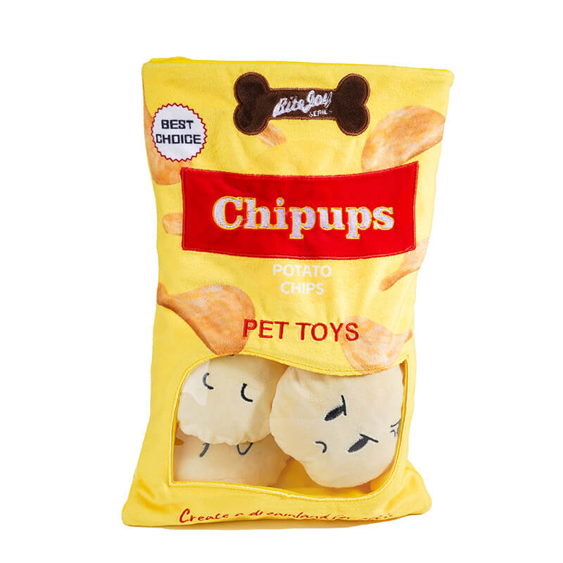 Jouet à mâcher amusant pour chien, chips de pommes de terre, hamburger grinçant