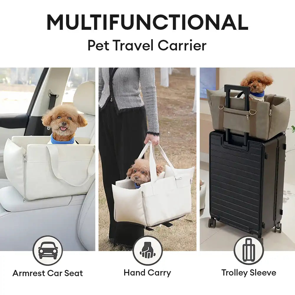 3 In 1 Portable Multi-Purpose Waterproof Pet Car Seat Central Console for Small Dogs