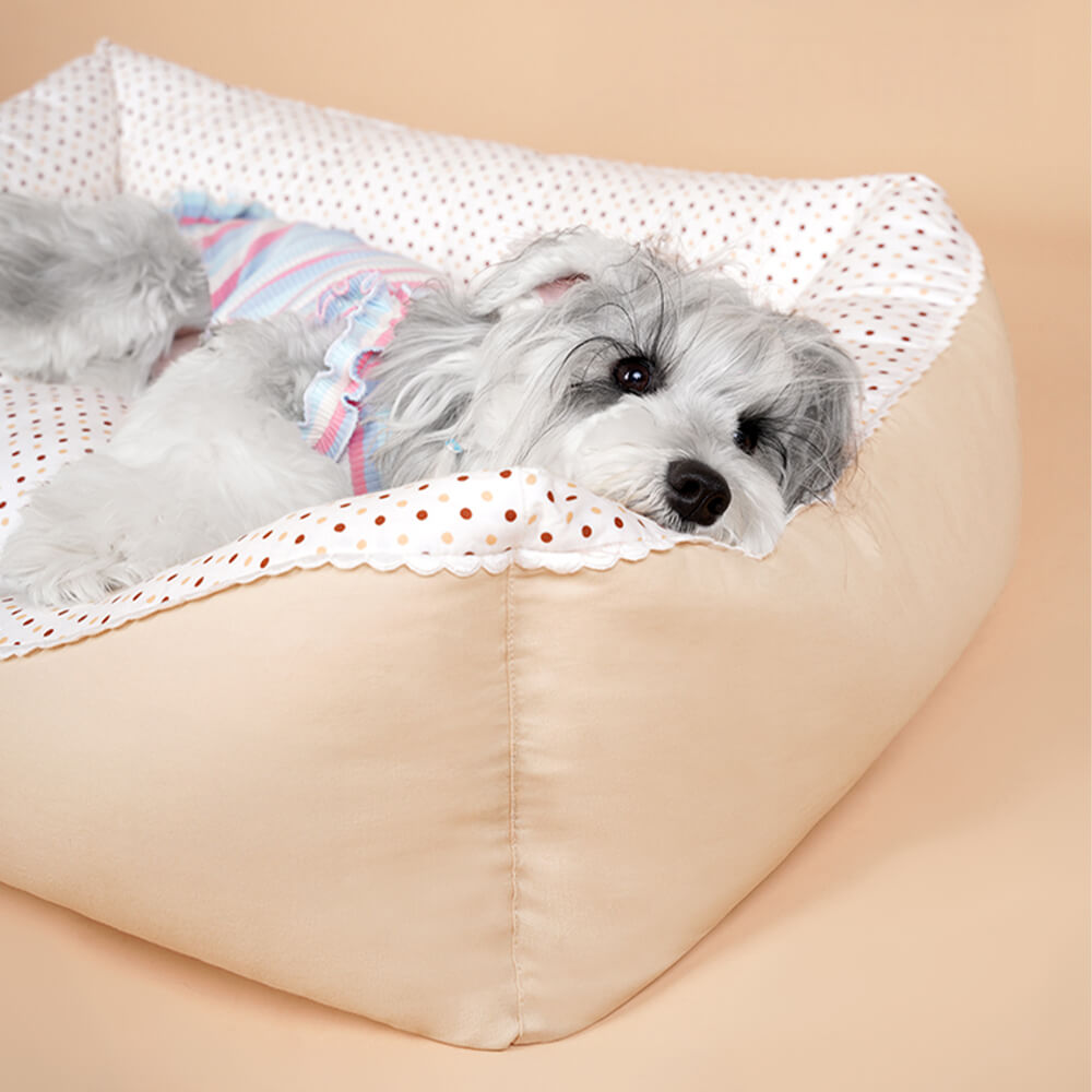 All-Season Cozy Washable Floral Cotton Dog & Cat Bed