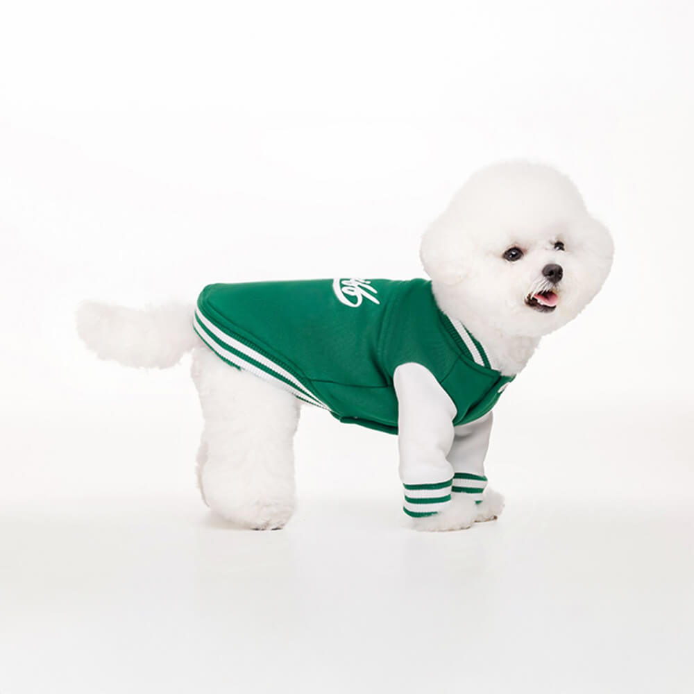 Chic Baseball Style Warm Stretch Silicone & Metal Logo Dog Jacket