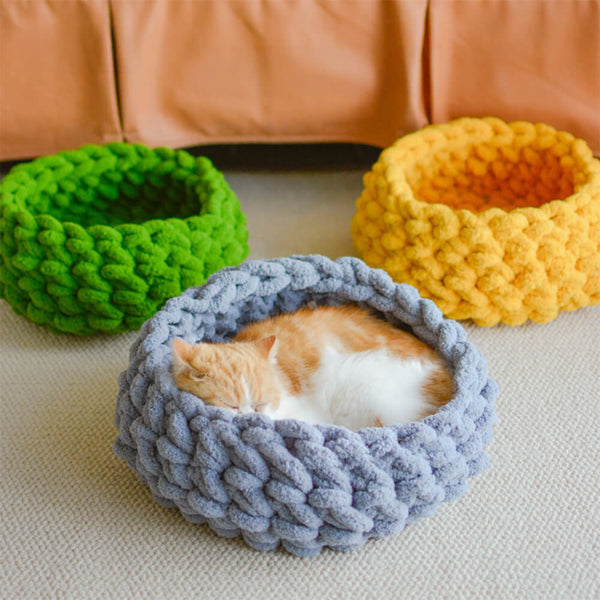 Calco di gatto rotondo e traspirato in tessuto a mano