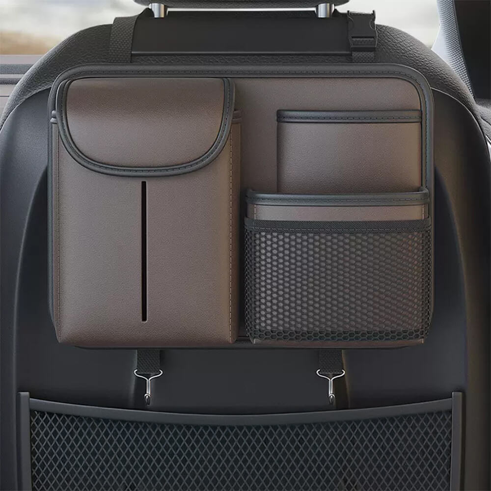 Compact Car Seat Back Organizer with Tissue Holder